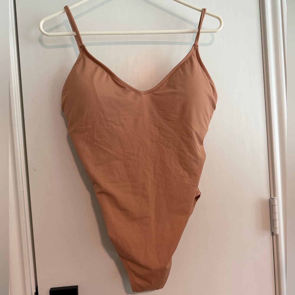 J. Crew Tan/Nude V-Neck One-Piece Swimsuit size 12